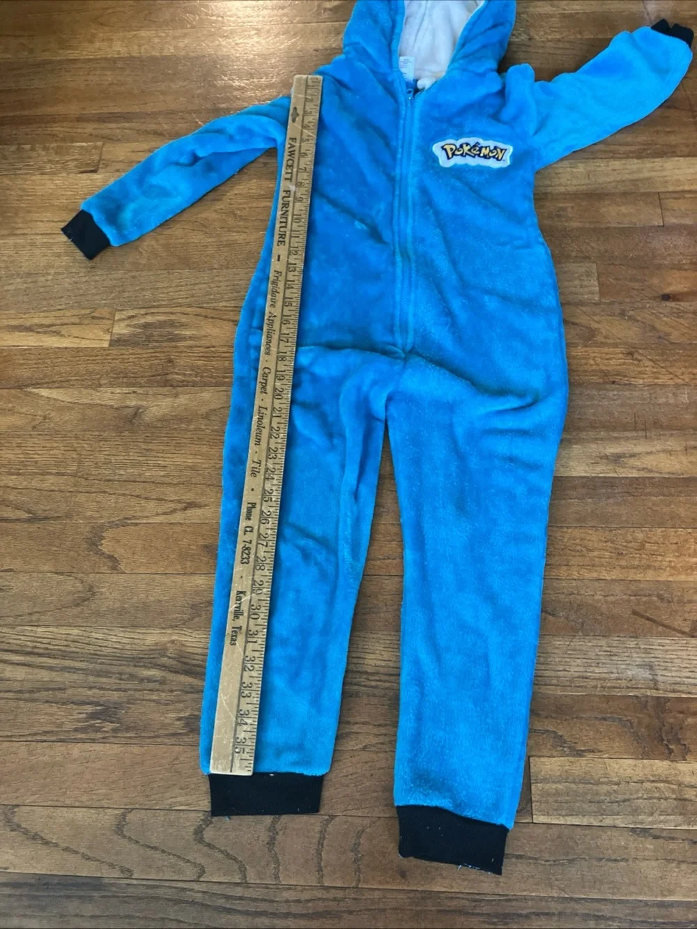 Kids Blue Fleece One-Piece Hooded Pajamas